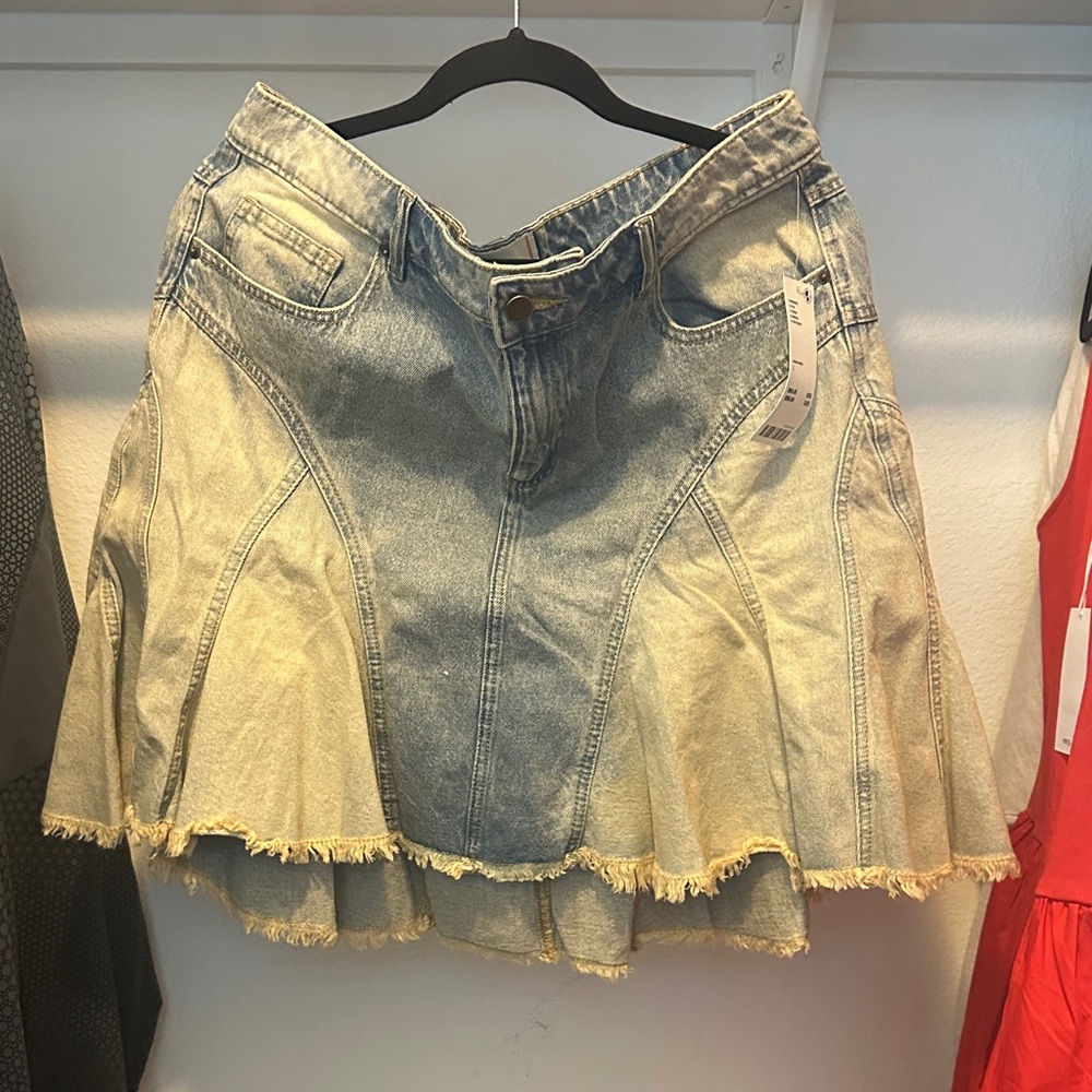 BDG Two-Tone A-Line Denim Skirt